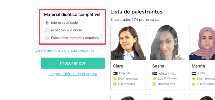 Busca por distintivos de Material Didático