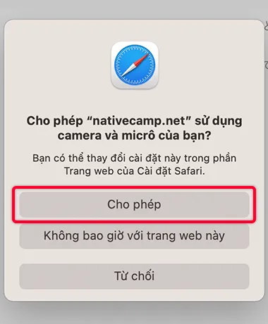 Khi được yêu cầu truy cập, bạn bấm nút [Cho phép]